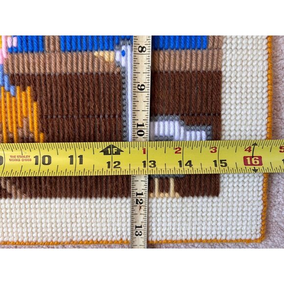 Nativity Scene Completed Needlepoint Art Ready to Hang Plastic back 16.5"x13.25" - Picture 11 of 11